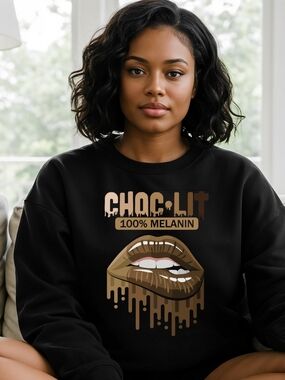 Choc-Lit 100% Melanin Graphic Sweatshirt - Black